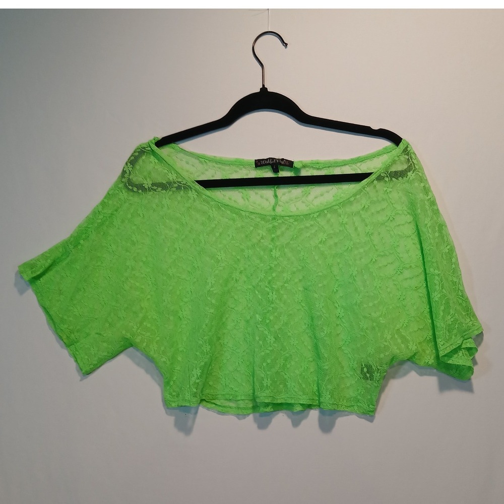 Wishful Park sz L Lace crop rave 80s y2k workout gym party fairy colorful